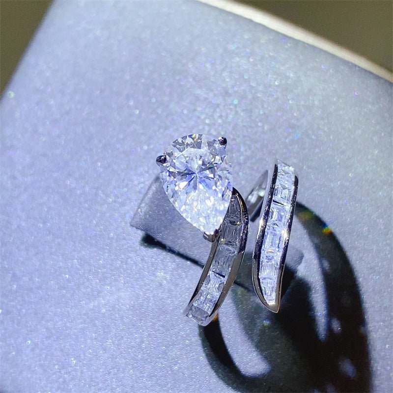 Pear Shaped Moissanite Wrap Ring for Women, Geometric Engagement Ring, 1 Carat 2 Carat 3 Carat – view 3