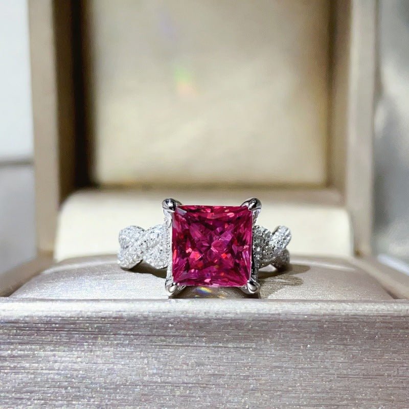 5 Carat Princess Cut Moissanite Ring for Women, Geometric Square Engagement Ring – view 3