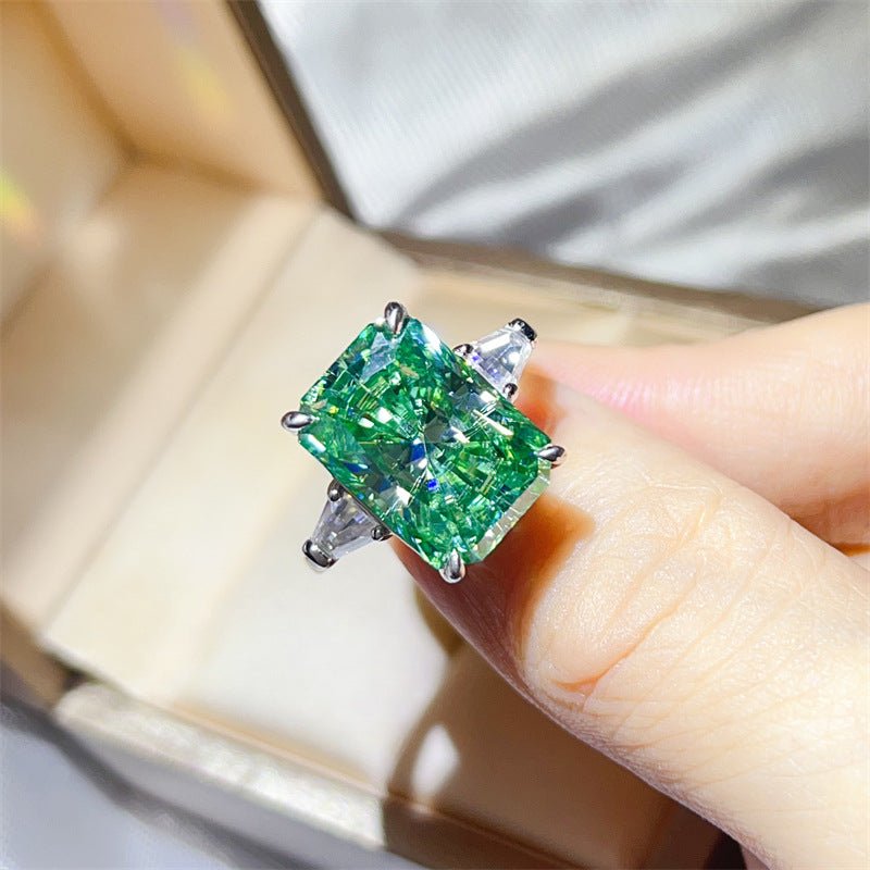Mint Green Radiant Cut Moissanite Ring for Women, 5 Carat or 10 Carat Engagement Style Ring – view 3
