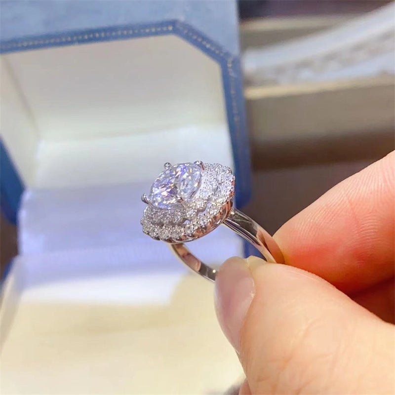2 Carat Moissanite Halo Ring for Women, Round Engagement Ring, Promise Ring, Sizes 9-20 – view 3
