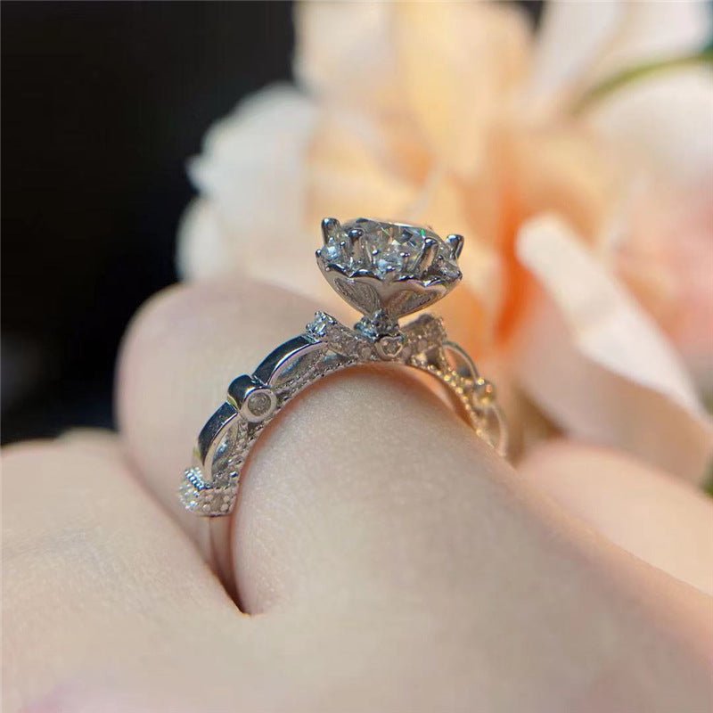 PT950 Platinum Floral Moissanite Halo Ring for Women – view 3