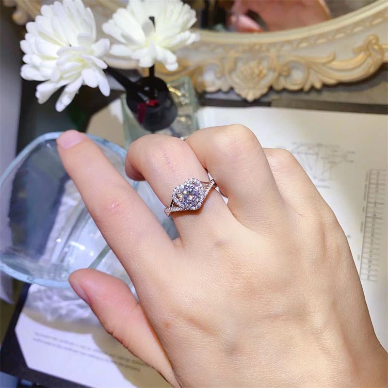 Heart Shape Moissanite Ring with Twisted Pavé Band, VVS1 D Color Engagement Style Ring – view 3