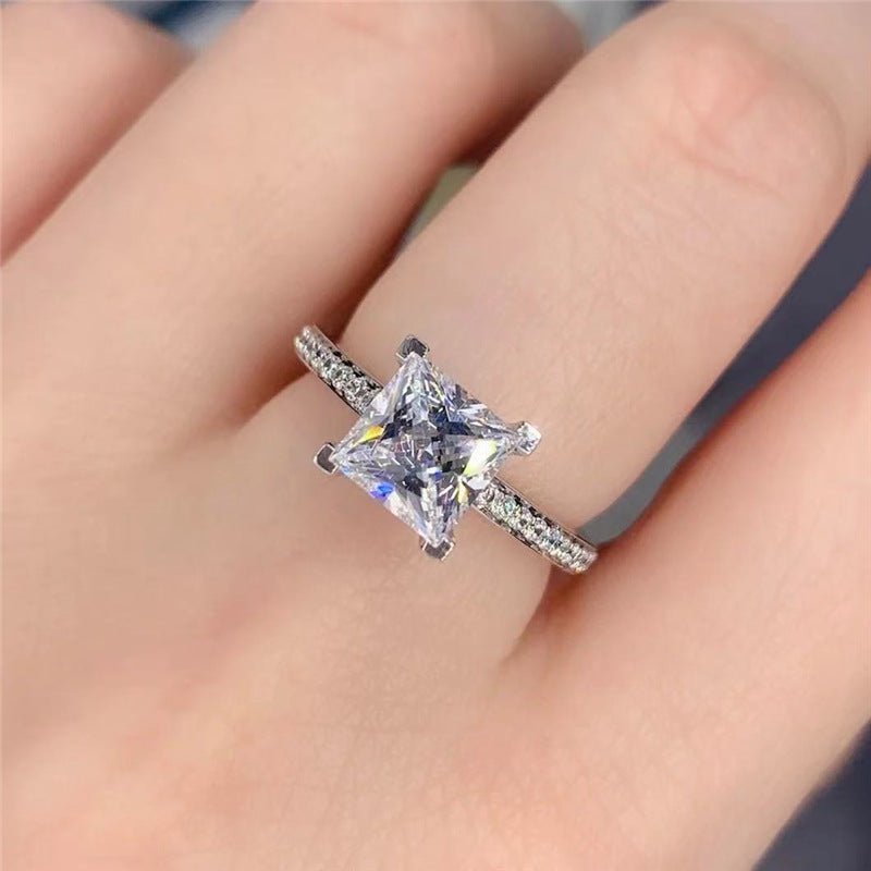 Princess Cut Moissanite Ring, Adjustable Open Solitaire Engagement Ring, 1CT or 2CT – view 3