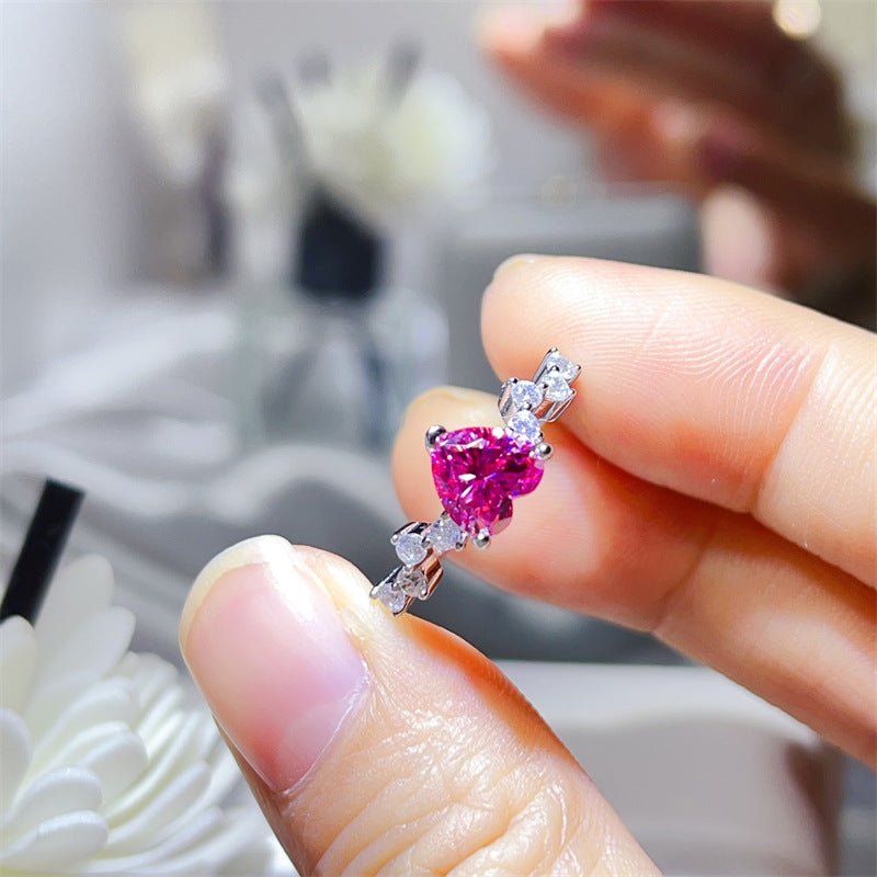 1 Carat Heart Cut Pink Moissanite Ring for Women, Romantic Promise Engagement Ring – view 3