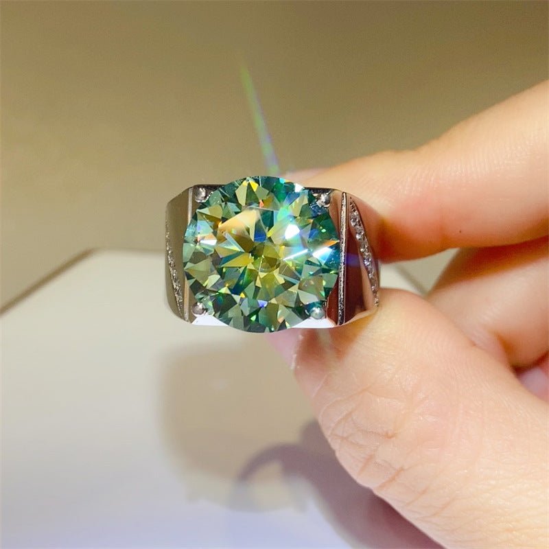 Men's Green Moissanite U-Shape Ring – image 3