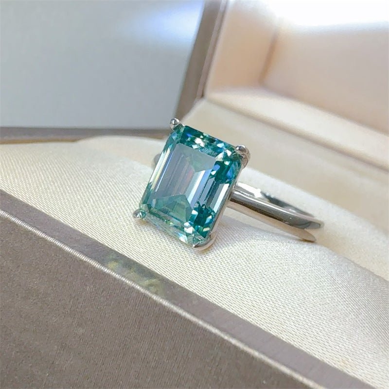 Mint Green Moissanite Ring for Women, Emerald Cut Solitaire Engagement Ring, 1 Carat 2 Carat 3 Carat 5 Carat – view 3
