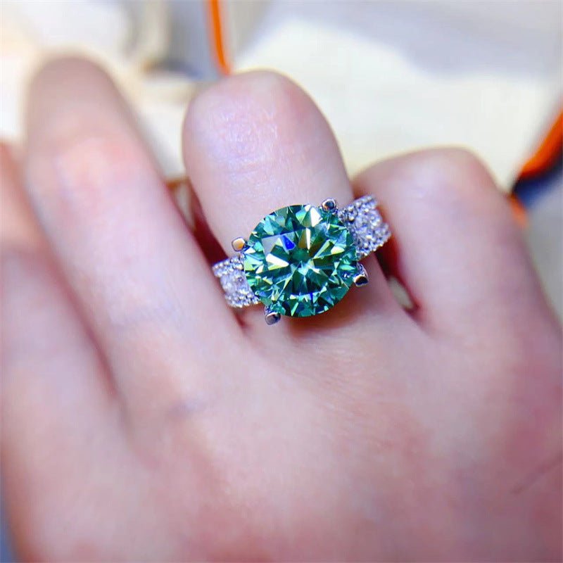 Moissanite Ring for Women, Round Solitaire Engagement Ring with Pave Band, 3 Carat or 5 Carat Promise Ring – view 3
