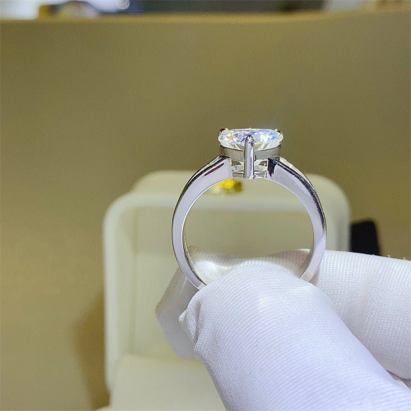 Heart Cut Moissanite Ring with Baguette Side Accents for Women – view 3
