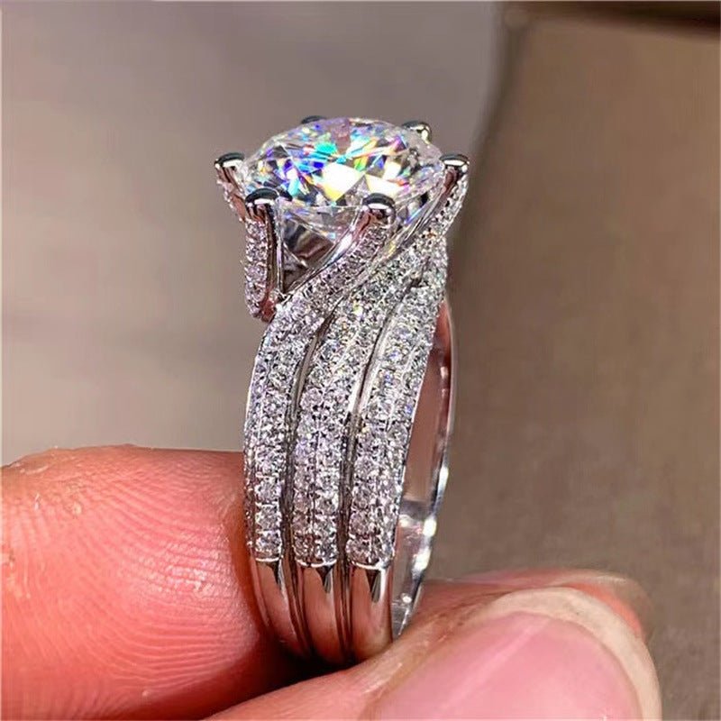 VVS Moissanite Ring for Women, Round Halo Style Engagement Ring, Split Shank Wedding Ring, 3 Carat or 5 Carat – view 3