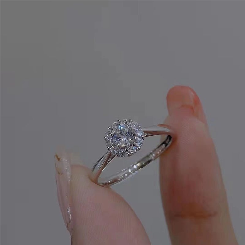 VVS1 Moissanite Round Halo Ring for Women, Promise, Engagement & Wedding Style – view 3