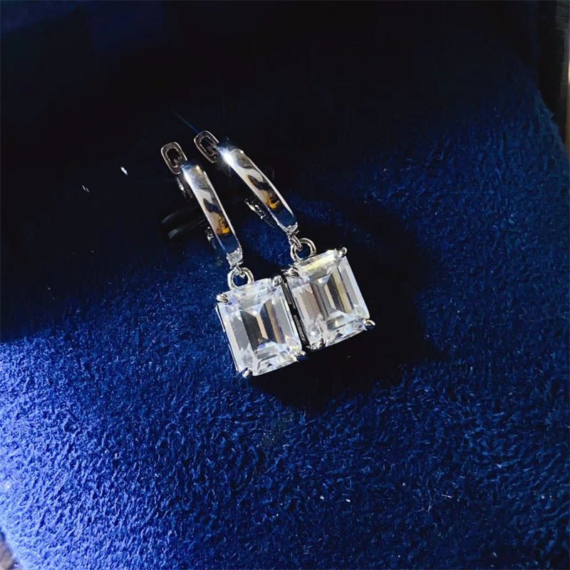 Emerald-Cut Moissanite Drop Hoop Earrings – image 3