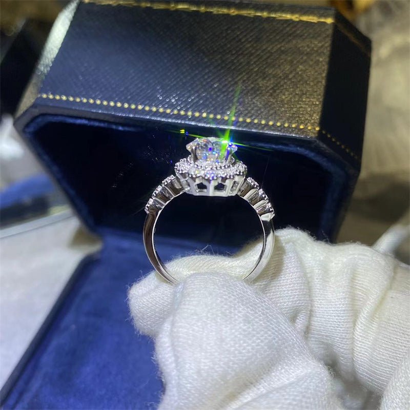 Moissanite Halo Flower Ring for Women, Promise Engagement Ring, Size 8-19 – view 3