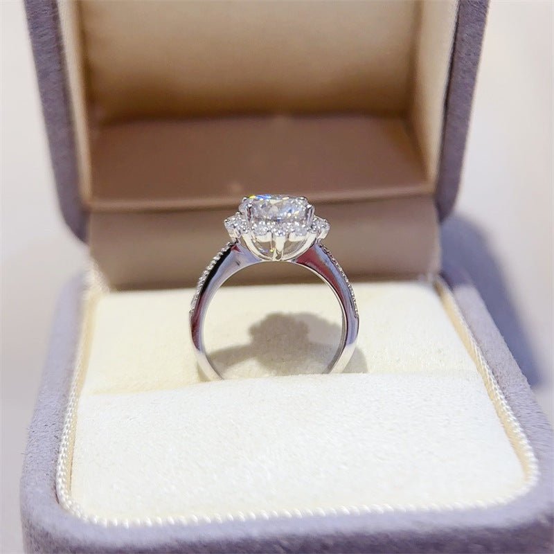 VVS Moissanite Halo Ring for Women, Floral Starburst Engagement Ring, D Color 1 Carat or 2 Carat Promise Ring – view 3
