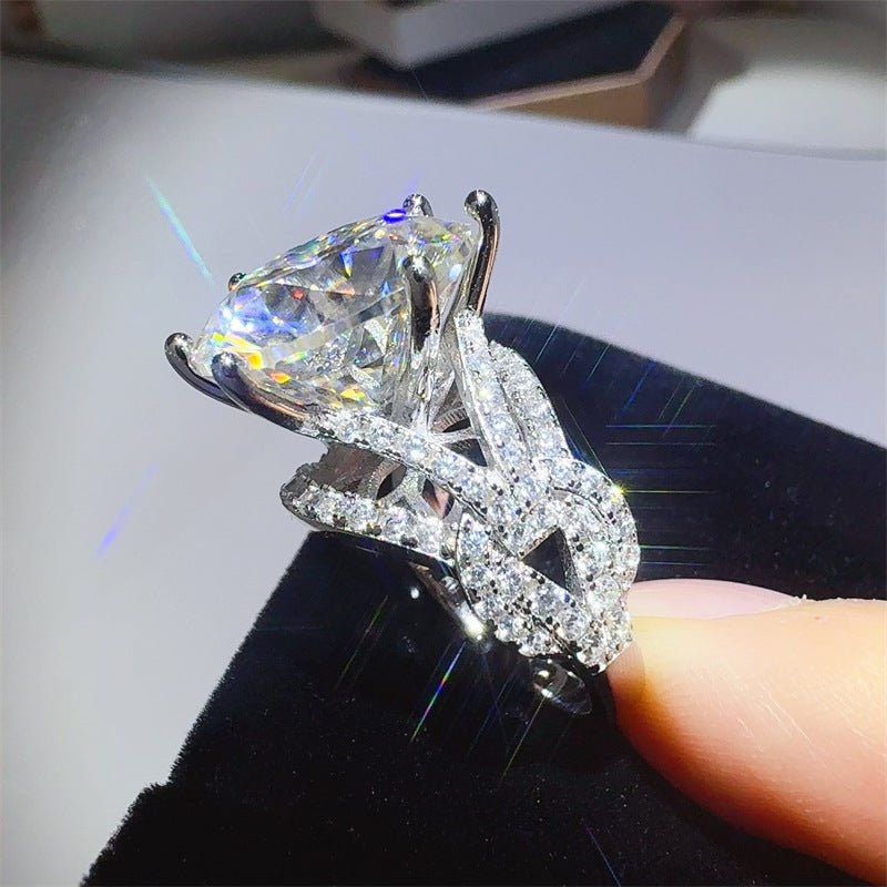 10 Carat Round Moissanite Ring for Women, Large Solitaire Engagement Ring, Fashion Wedding Ring – view 6