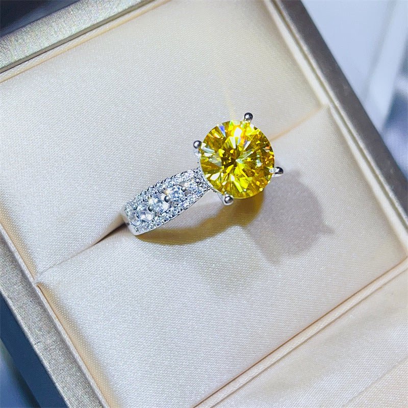 Yellow Moissanite Ring for Women, 2 Carat or 3 Carat Engagement Style Halo Ring – view 3