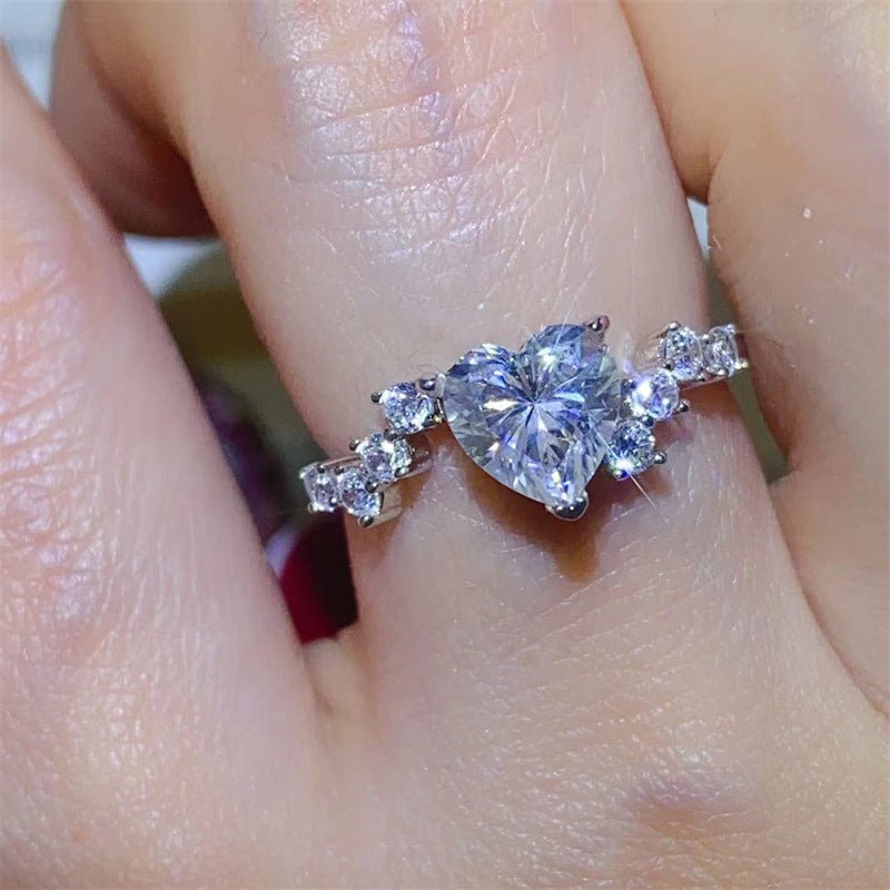 Heart Cut 1 Carat Moissanite Ring for Women, D Color VVS1 Promise Ring, Engagement Ring, Geometric Side Stone Band, Sizes 9-20 – view 3