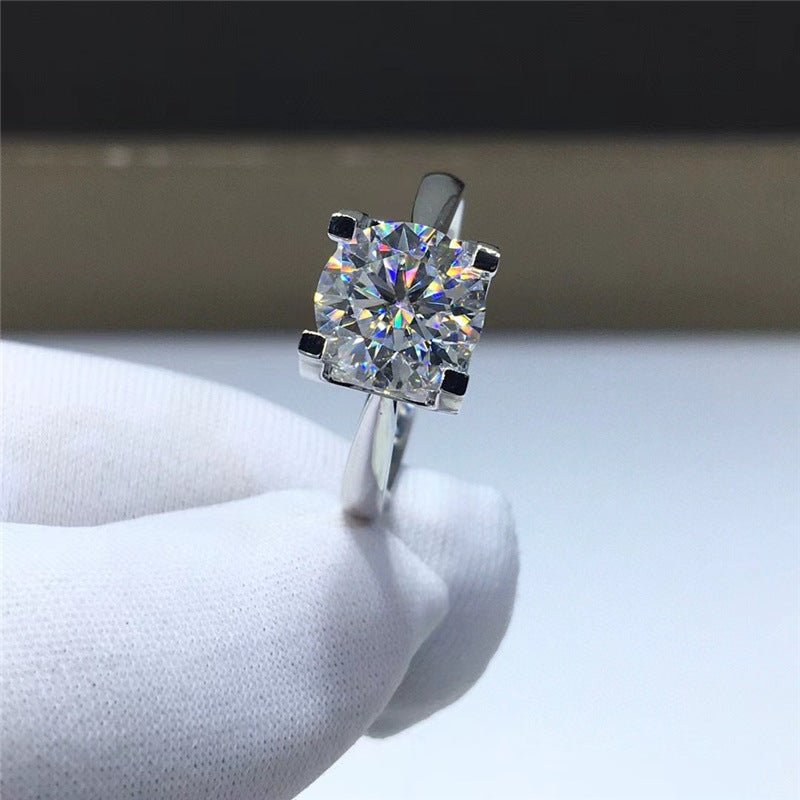 Moissanite Solitaire Ring Polished Four-Prong Statement Engagement Style Ring – view 3