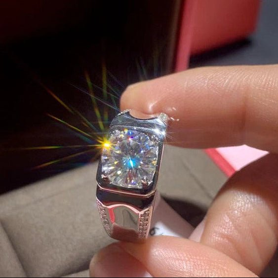 Men's Square Moissanite Statement Ring – image 1