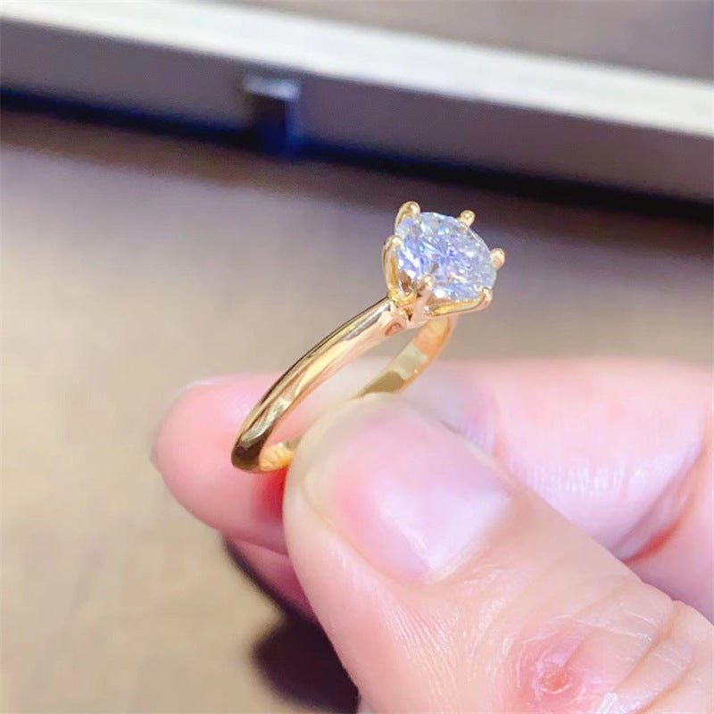 Classic Six-Prong Moissanite Ring for Women, Round Solitaire Engagement Style Ring, 1 to 10 Carat Options – view 3