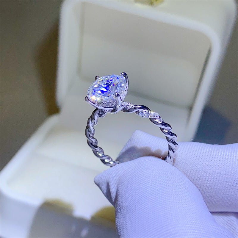 2 Carat VVS Moissanite Ring for Women, Twisted Band Solitaire Engagement Ring – view 3