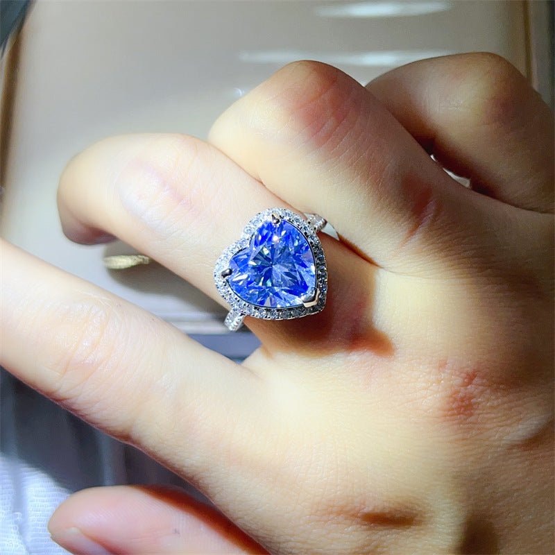5 Carat Heart Moissanite Halo Ring for Women, Pave Engagement Ring – view 8