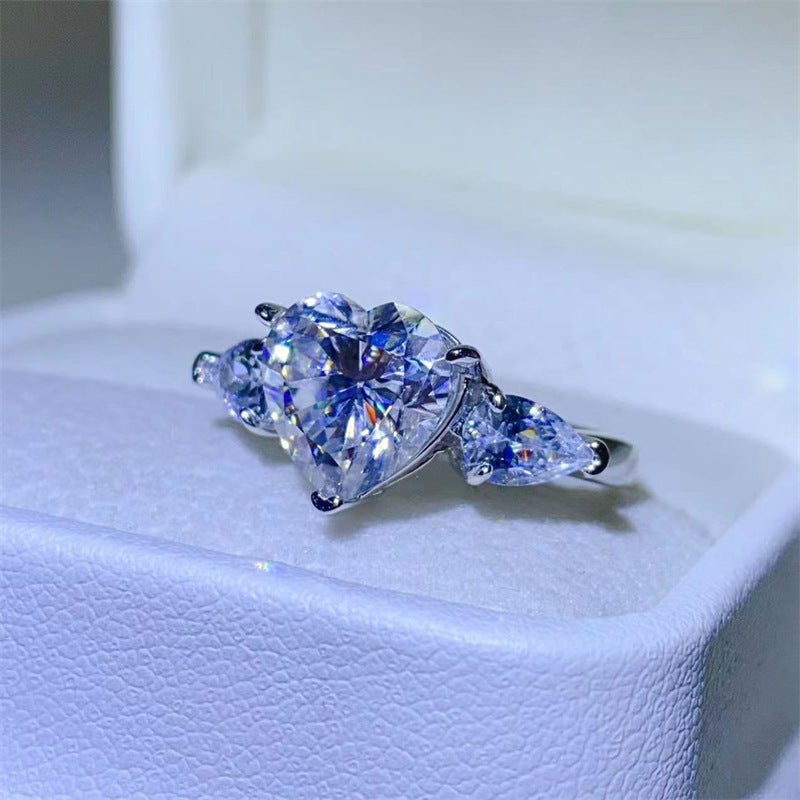 Heart Cut Moissanite Ring for Women, D Color VVS1 Engagement Ring, 1 Carat 2 Carat 3 Carat Promise Ring – view 3