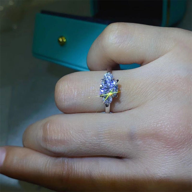 Moissanite Ring for Women, Round Floral Three-Stone Promise Engagement Ring, 1ct/2ct Options, Sizes 9-19 – view 3
