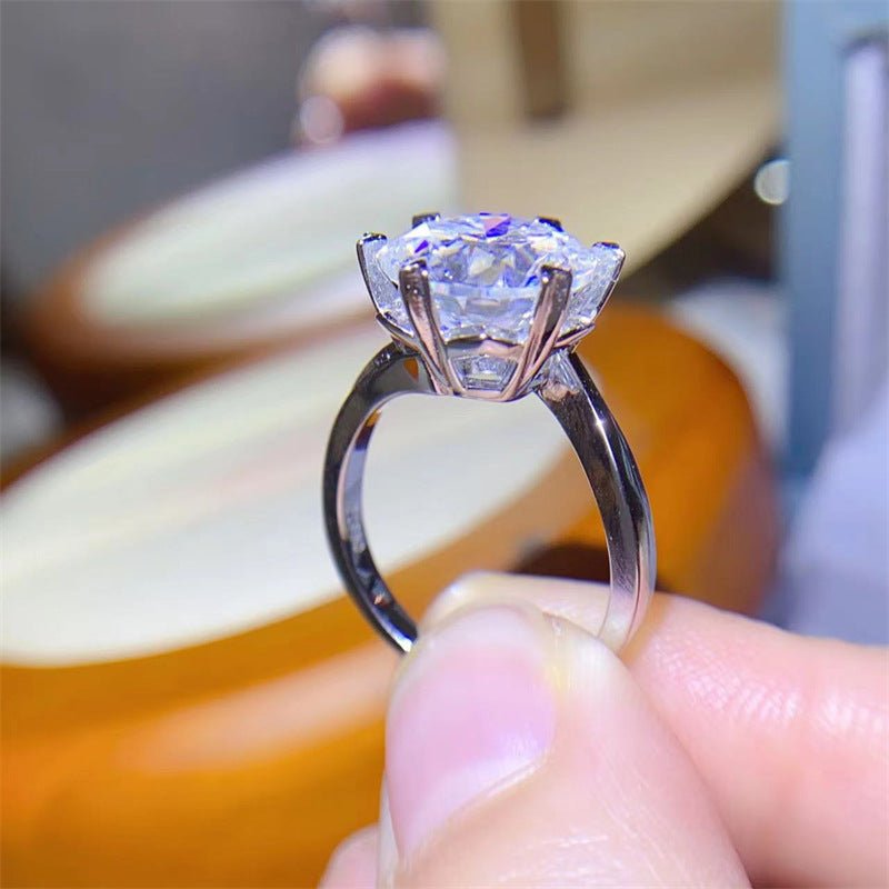 5 Carat Moissanite Ring, Twisted Band Round Cut Geometric Star Setting, Size 9-19 – view 3