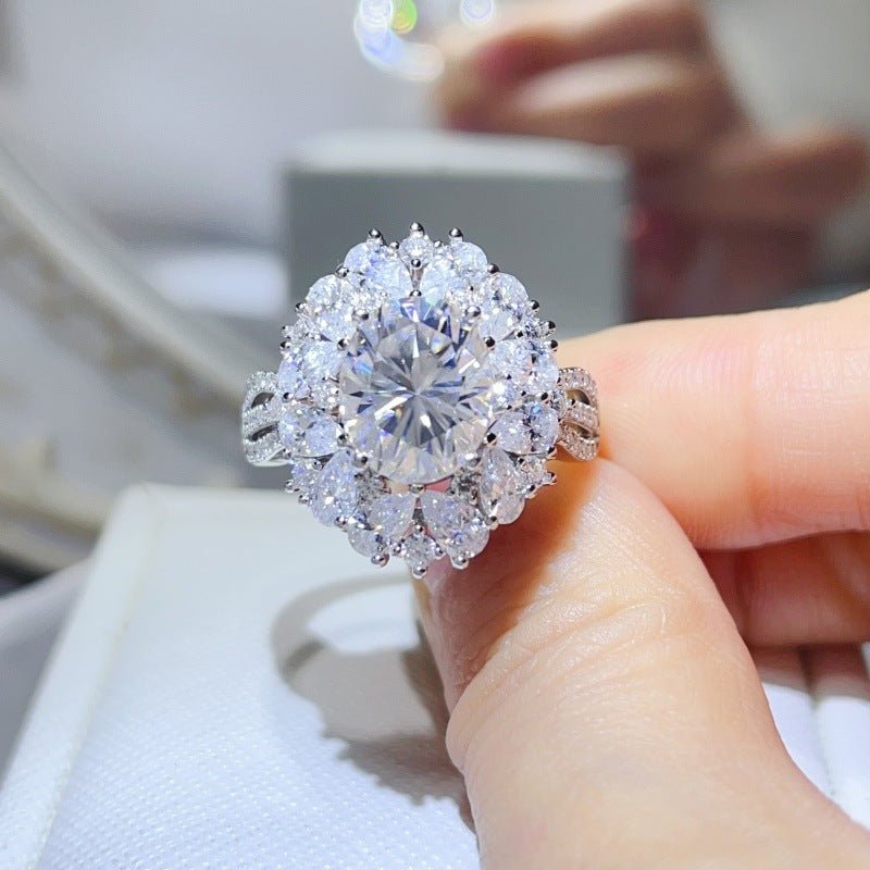 5 Carat Moissanite Halo Ring for Women, Oval Color Stone Statement Engagement Ring – view 3