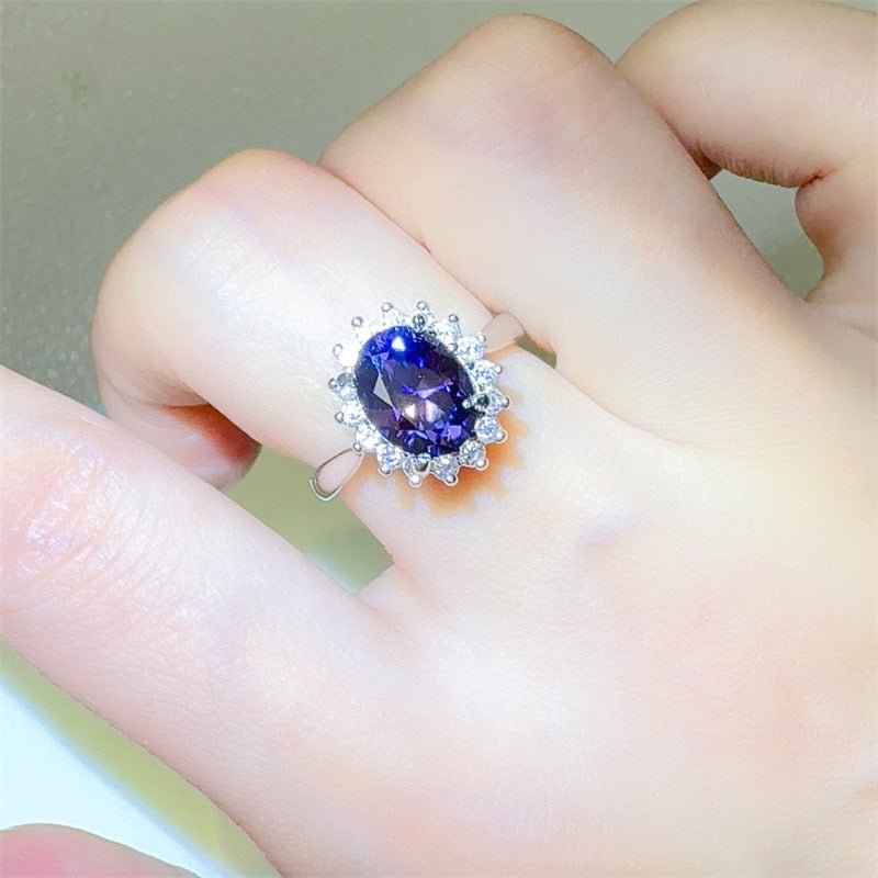 Purple Oval 2 Carat Moissanite Halo Ring for Women – view 3