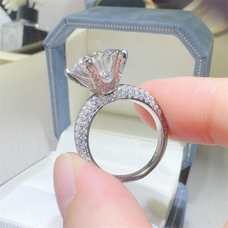 5 Carat Moissanite Ring for Women, D Color Solitaire Engagement Ring with Pave Band – view 3