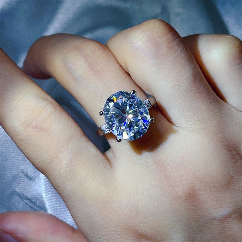 Oval Moissanite Ring for Women, 3 Carat Lace-Style Engagement Ring with Side Accent Stones – view 3