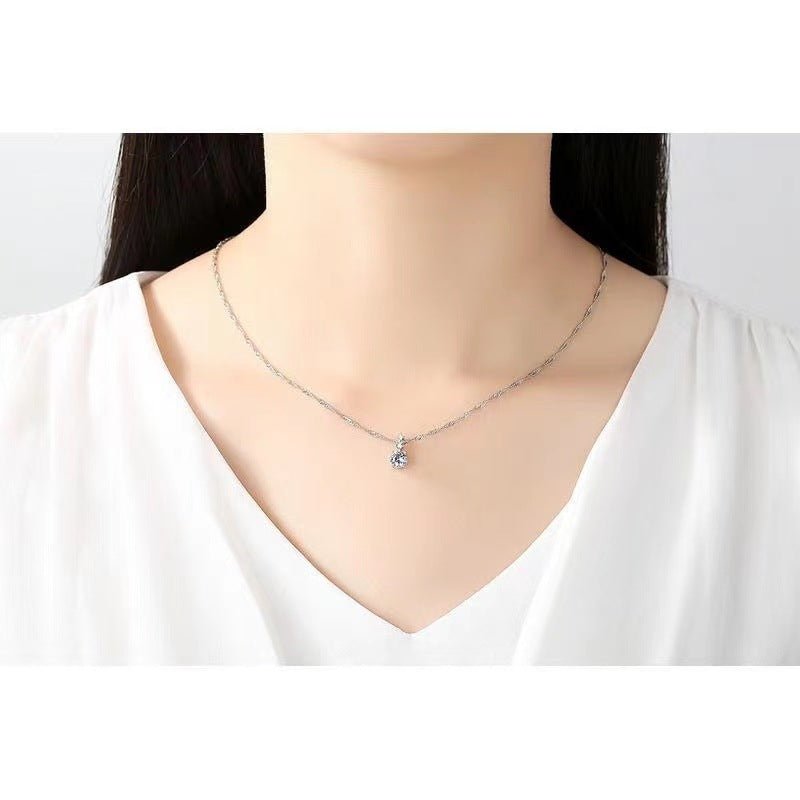 Moissanite Pendant Necklace, Round Cut Sparkle Pendant, 1ct 2ct Options – view 3