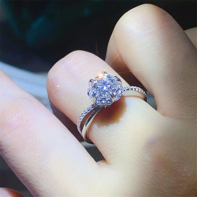 1 Carat Moissanite Ring for Women, U-Shape Pavé Engagement Ring, Solitaire Promise Ring – view 3