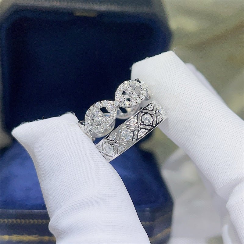 Moissanite Ring for Women, White-Tone U Shape Band Ring, Stackable Promise Ring in 2 Styles – view 3