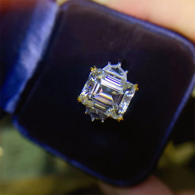 5 Carat Emerald Cut Moissanite Ring, D Color, Geometric Women's Ring, Sizes 9-19 – view 3