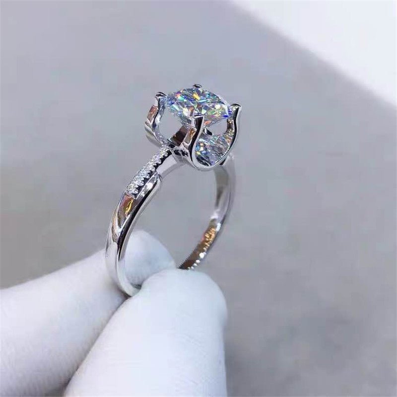 Moissanite Engagement Ring for Women, Round Solitaire Ring, 0.5ct-3ct – view 3
