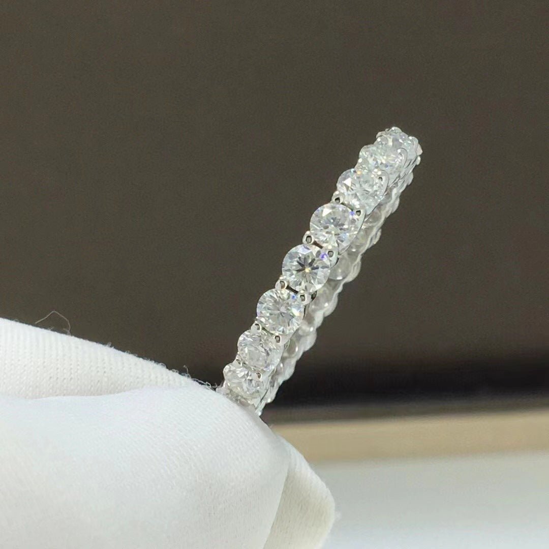 Moissanite Full Eternity Ring for Women, Polished Wedding Band – view 3