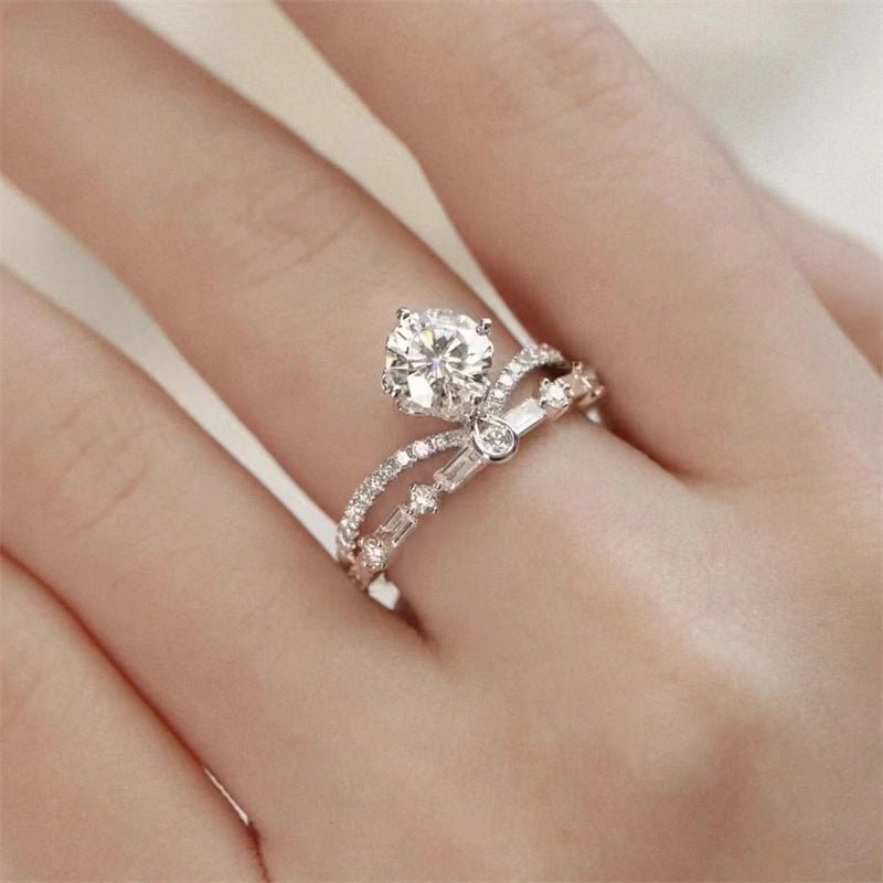 1 Carat Moissanite Crown Ring for Women, Tiara Style Wedding Ring, U-Shaped Engagement Ring – view 3