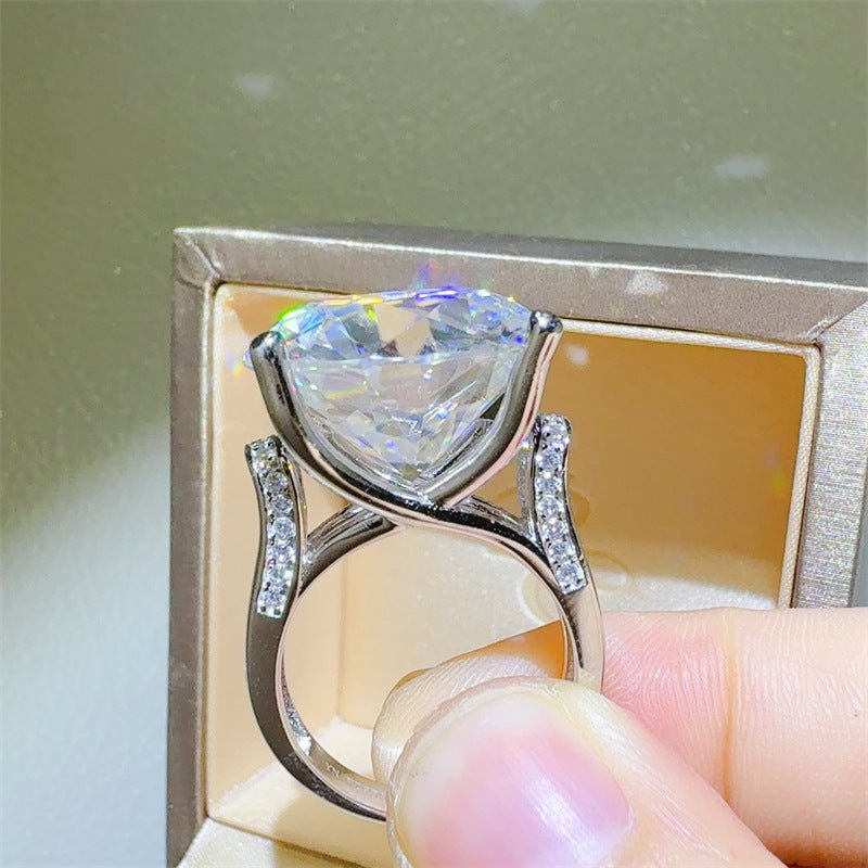 Round Moissanite Ring for Women, Six-Prong Solitaire Engagement Ring Style, Oversized Statement Promise Ring – view 3