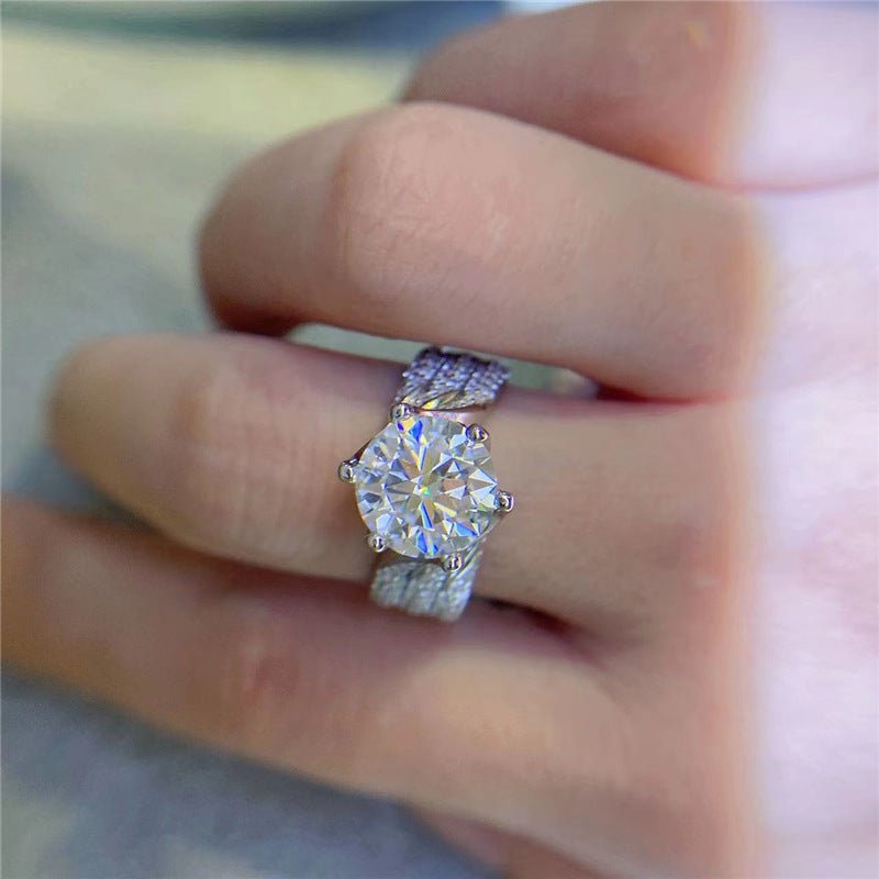 Moissanite Ring for Women, Adjustable Open 3 Carat & 5 Carat Pavé Engagement Promise Ring – view 3