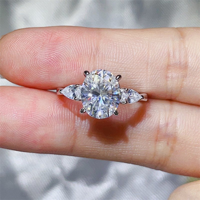3 Carat Oval Moissanite Ring for Women with Pear Accent Stones – view 3