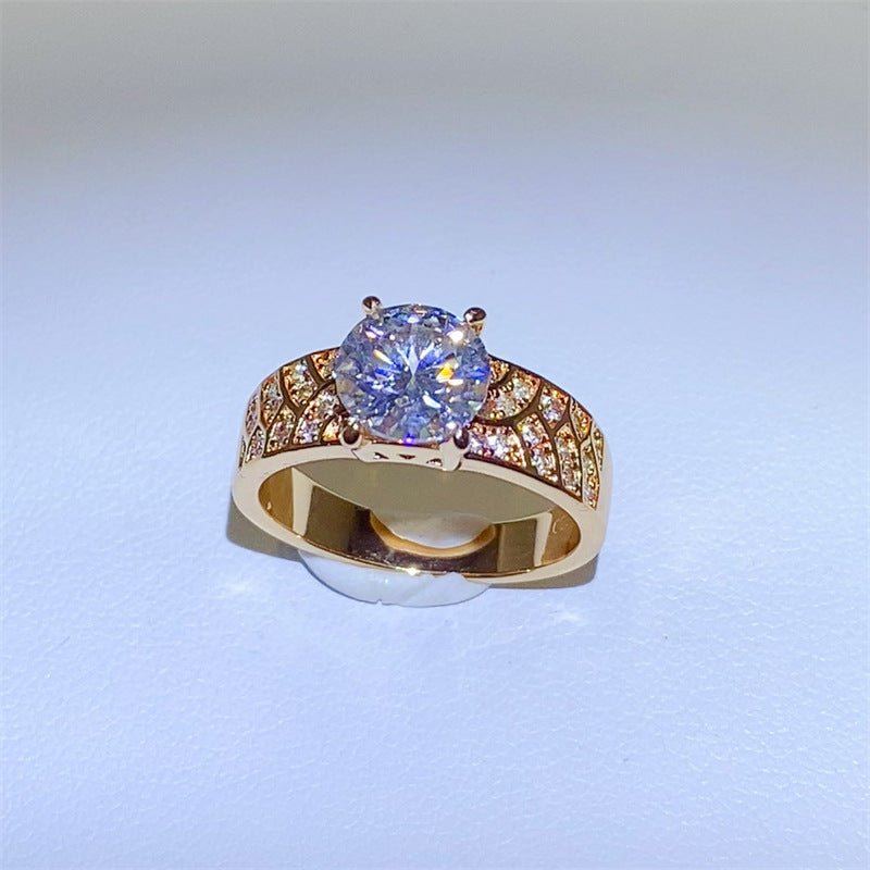 Moissanite Ring for Women, Round Cut Engagement Ring with Pavé Band – view 3