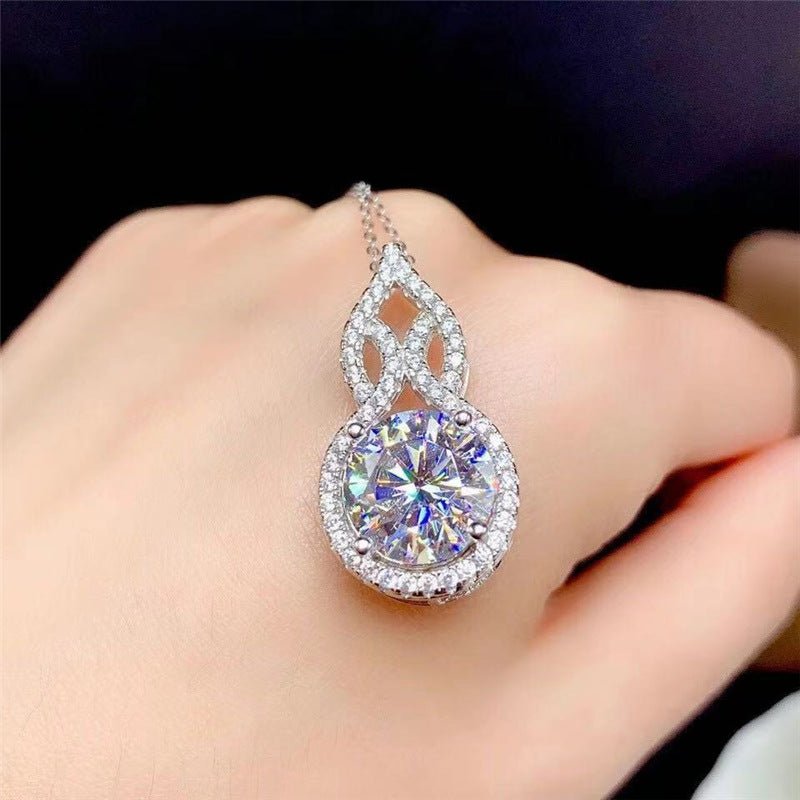 5 Carat Moissanite Pendant Necklace, VVS1 925 Silver Sparkle Pendant – view 3