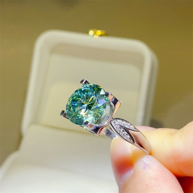 Green Moissanite Ring for Women, 3 Carat or 5 Carat Geometric Solitaire Engagement Ring – view 3
