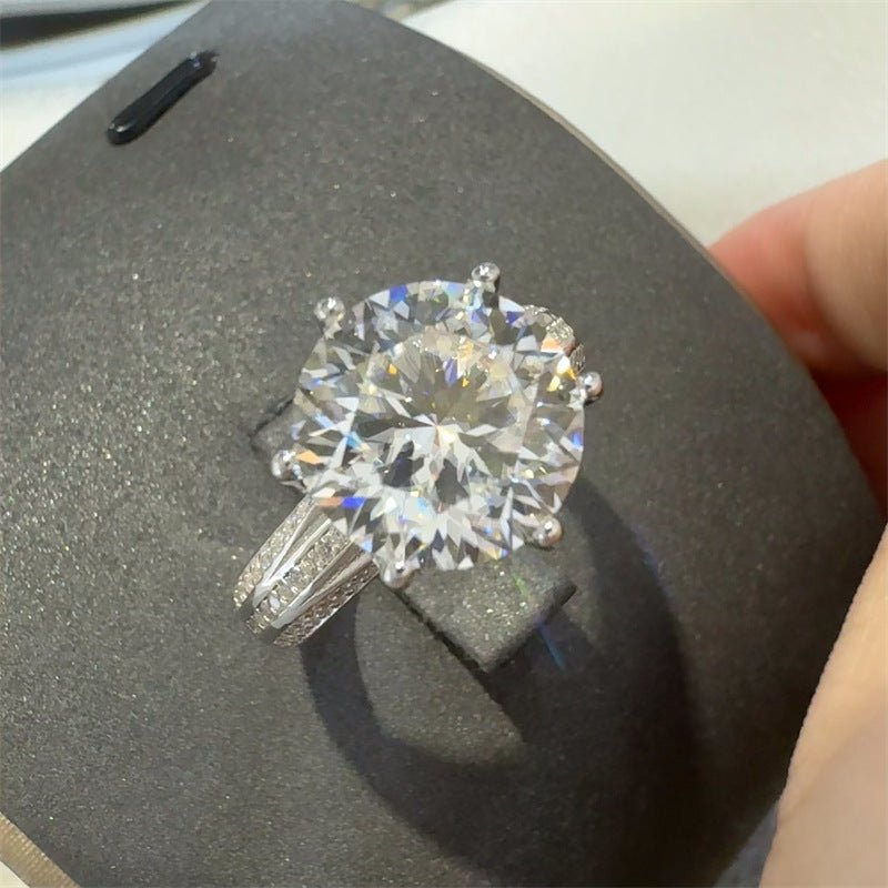 5 Carat Moissanite Ring for Women, Halo Style Split Shank Engagement Ring – view 3