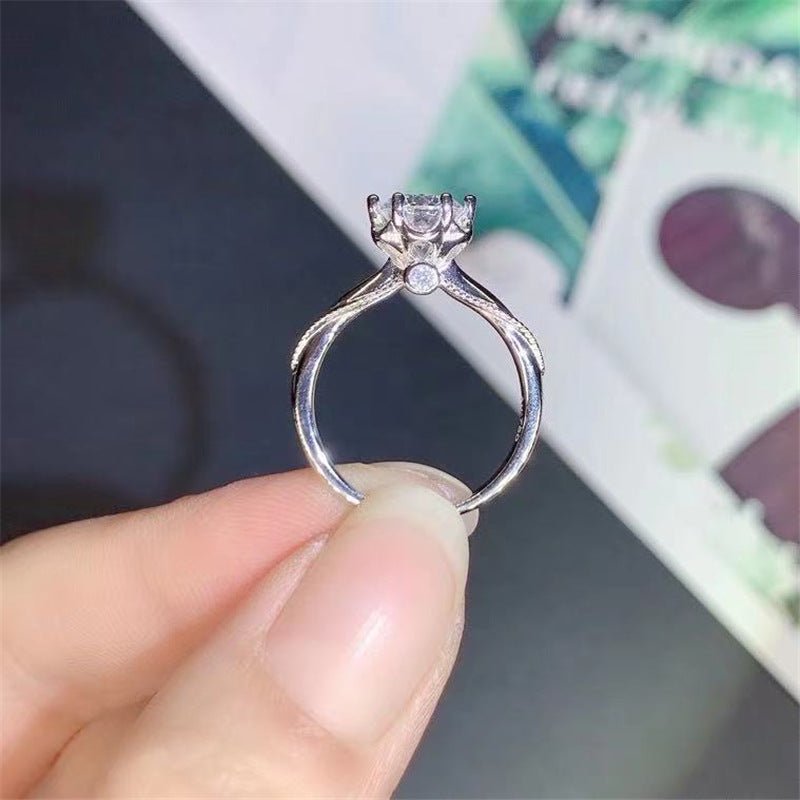 18K Gold Moissanite Ring for Women, Round Solitaire Adjustable Ring – view 3