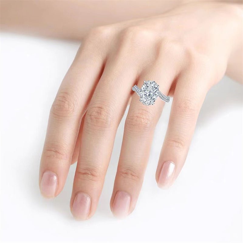 Oval 3 Carat Moissanite Ring for Women, Split Shank Engagement Ring, Size 9-19 – view 3