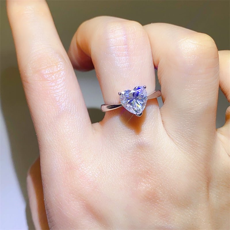 Heart Shape Moissanite Ring for Women, Solitaire Promise Ring, Engagement Style Ring, 1 Carat or 2 Carat, Sizes 9-20 – view 3