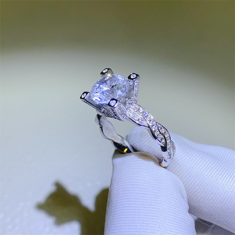 2 Carat VVS Moissanite Ring for Women, Round Solitaire Engagement Ring with Twisted Pavé-Style Band – view 3